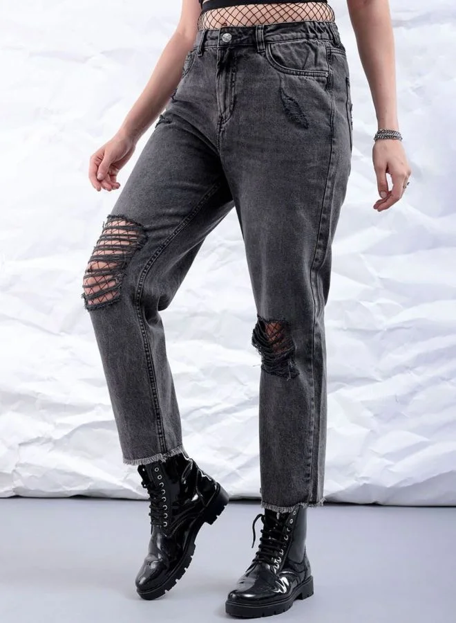 Freehand  Women Straight Fit Solid High Rise Jeans for Women | Best Price UAE