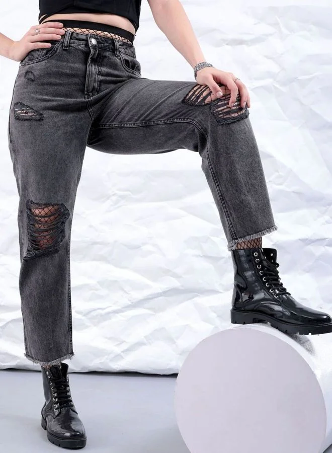 Women Straight Fit Solid High Rise Jeans