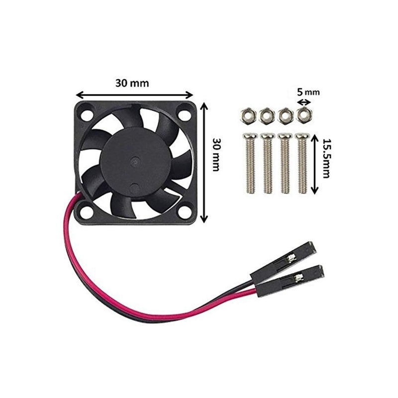 Easycargo Raspberry Pi 4 Heatsink Fan Kit, Cooler 30mm Fan Heatsink for Raspberry Pi 5 4 3 Electronics Robotics Development Boards DIY 3007 30x30x7mm 5V 3.3V Quite Mini Fan Small (Black 2 Pack) - Image 3