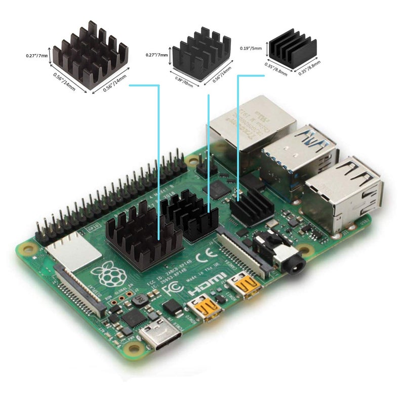 Easycargo Raspberry Pi 4 Heatsink Fan Kit, Cooler 30mm Fan Heatsink for Raspberry Pi 5 4 3 Electronics Robotics Development Boards DIY 3007 30x30x7mm 5V 3.3V Quite Mini Fan Small (Black 2 Pack) - Image 4