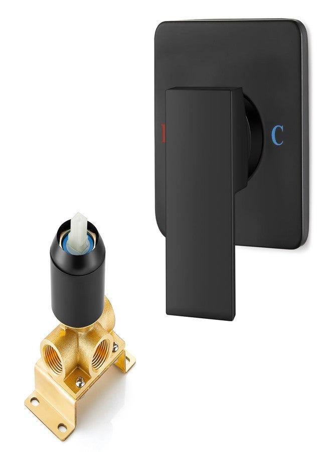 Heyalan Bathroom Shower Valve Mixer Single-Function Single Handle Trim Kit Wall Mount Brass Faucet Shower Rough-In Valve Female Thread,Square,Matte Black - Image 1