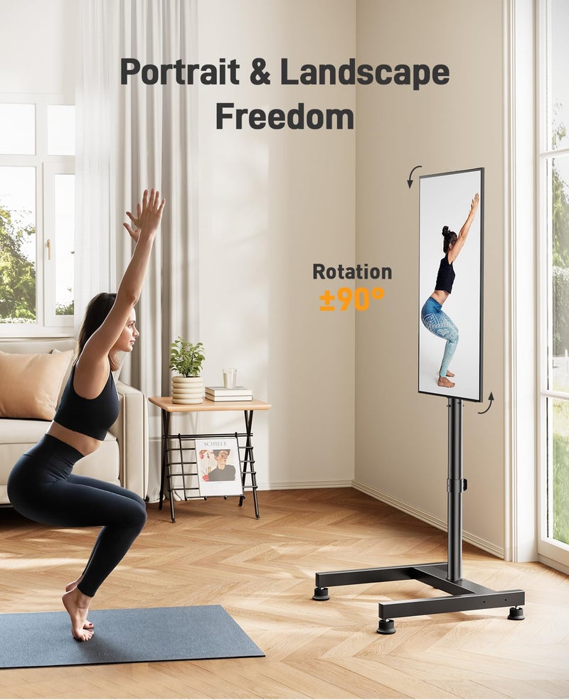 Perlegear Floor TV Stand with Mount for 26-50 inch TVs up to 55 lbs, TV Floor Stand with Rotation, Tilt, Level, Height Adjustable TV Stand for Bedroom/Living Room, Max VESA 300x300mm, PGFS12 - Image 3