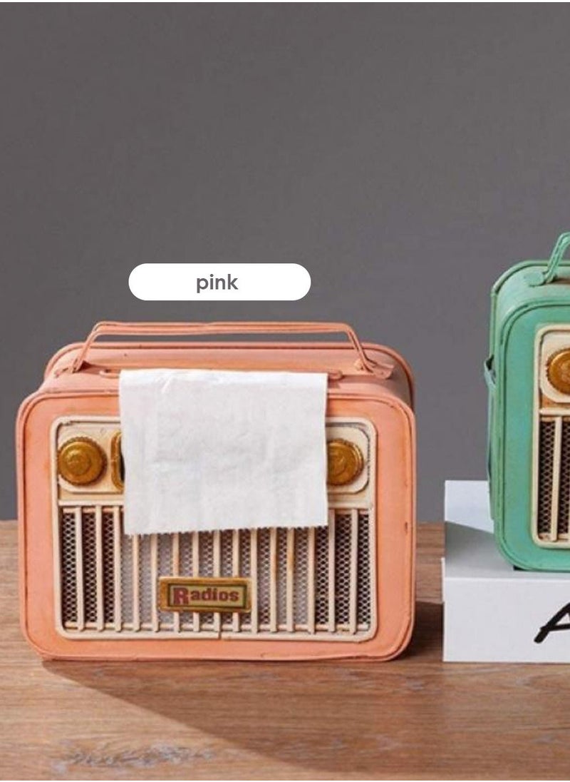 AIWANTO Mini Vintage Radio Design Metal Tissue Box Holders for Home Office Bar and Restaurant  - Image 5