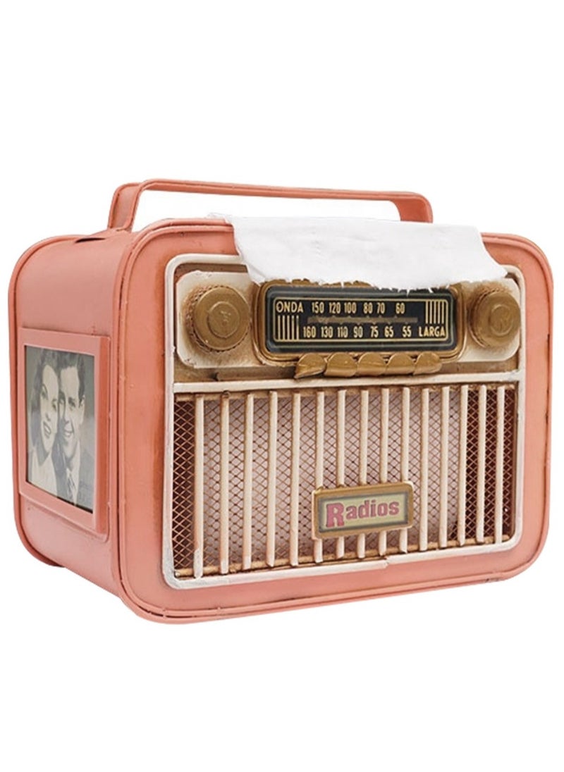 AIWANTO Mini Vintage Radio Design Metal Tissue Box Holders for Home Office Bar and Restaurant  - Image 1