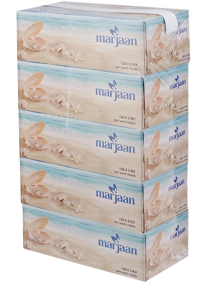 Hotpack Hotpack Marjaan Facial Tissue, 150 Sheets x 2 Ply, Pack of 5  - Image 4
