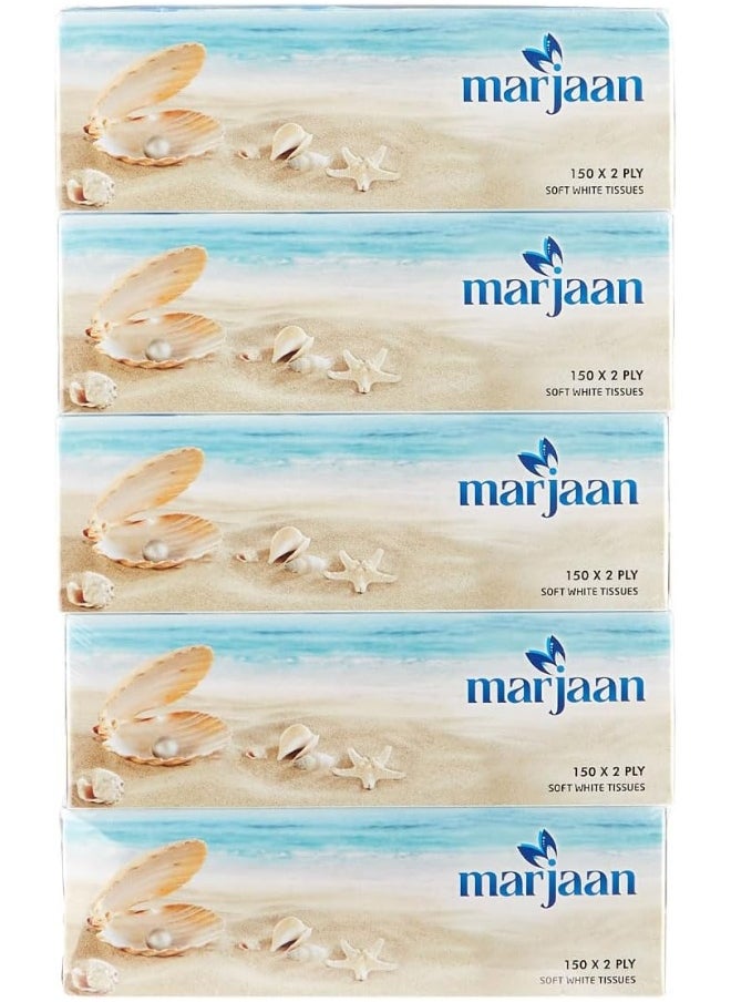 Hotpack Hotpack Marjaan Facial Tissue, 150 Sheets x 2 Ply, Pack of 5  - Image 2
