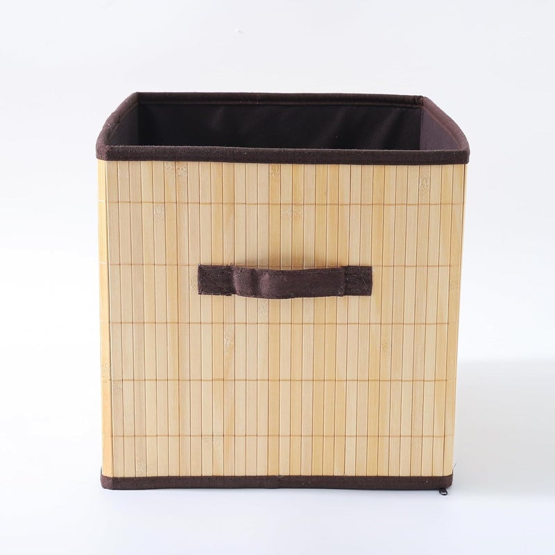 Kuber Industries Storage Basket | Bamboo Basket for Clothes-Toys | Natural Bamboo Cube Storage Basket | Foldable & Durable | 30 LTR | Brown - Image 4