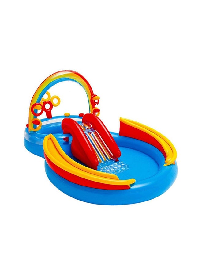 INTEX Attractive Design Rainbow Slide Kids Play Inflatable Ring Center Swimming Pool 40.6x40.6x14cm - Image 1
