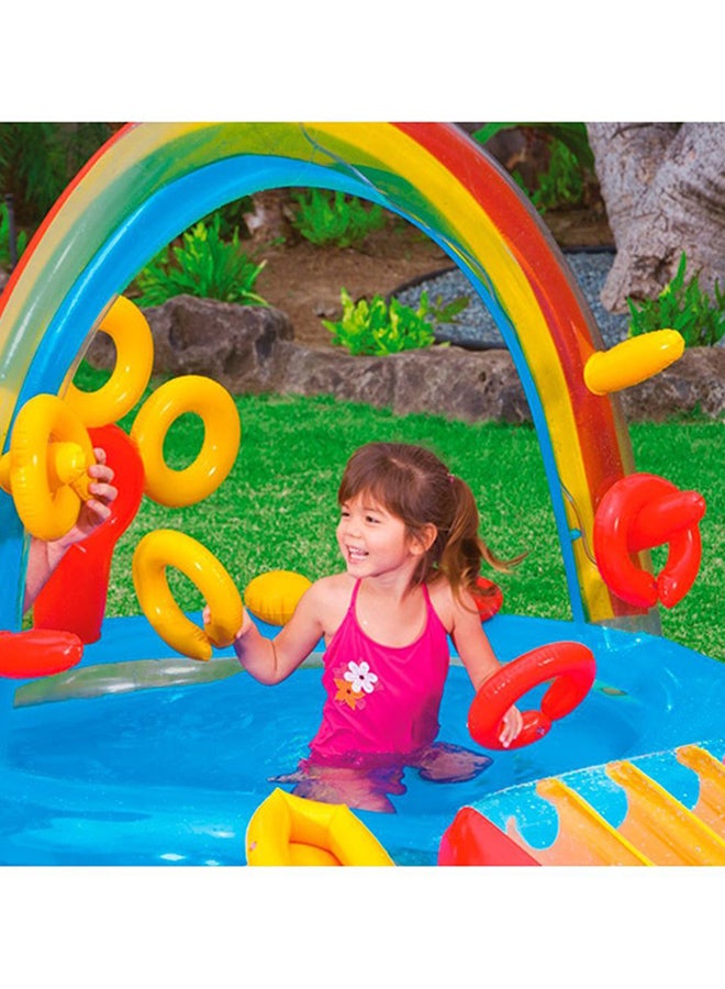 INTEX Attractive Design Rainbow Slide Kids Play Inflatable Ring Center Swimming Pool 40.6x40.6x14cm - Image 4