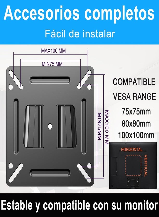 TETVIK Monitor Wall Mount Most 14-24“ TVs Computer Universal Low Profile RV TV Wall Mount VESA Up to 100x100mm Max Weight 30lbs Fits 15 19 20 22 23 Inch Camper Small Monitor Mount Bracket - Image 5