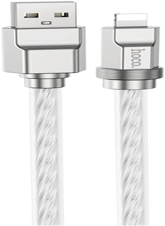 Hoco Hoco U113 - Solid Charging And Data Transmittion Cable (2.4A - 1M), USB-A To Lightning Plug, Compatible With Apple iPhone iPad Airpods - Silver 