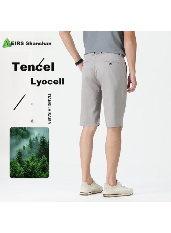 Firs Summer Lightweight 5-point Shorts Breathable Elastic Men's Shorts Casual Pants Light Gray 31