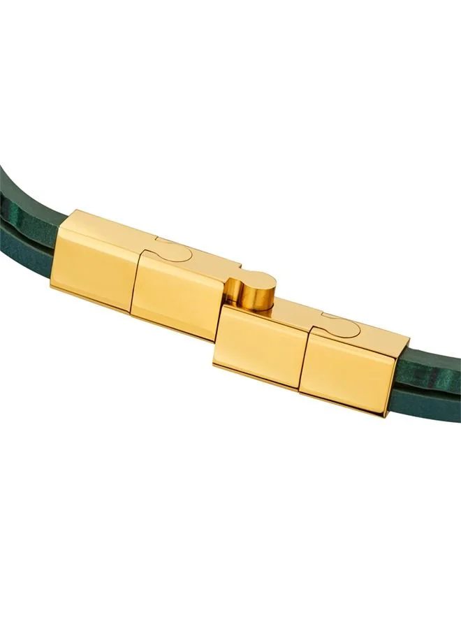 سانت هونور Logo Mens Green Leather Bracelet 190+20Mm - B47 3V