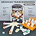 Queensell Mexican Train Dominoes Set with Numbers and 4 Holders Wooden Hub and Domino Holders Double 12 with Numbers D12 Numbers 4 Holders - Image 4