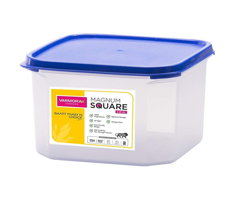 Varmora Magnum Square Plastic Container, 2.8 litres, Blue - Image 1