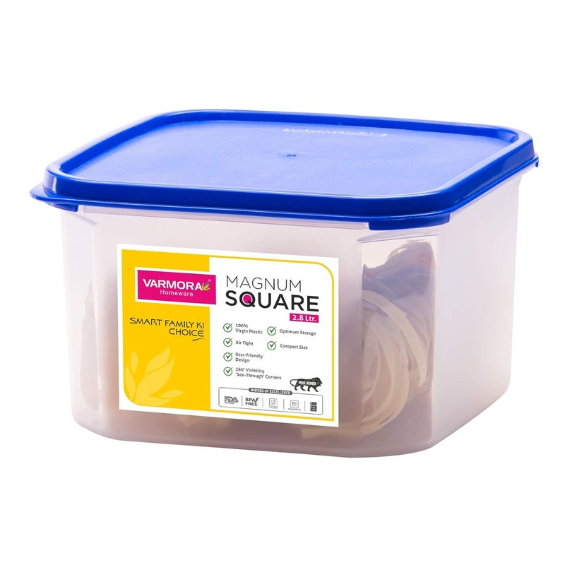 Varmora Magnum Square Plastic Container, 2.8 litres, Blue - Image 2