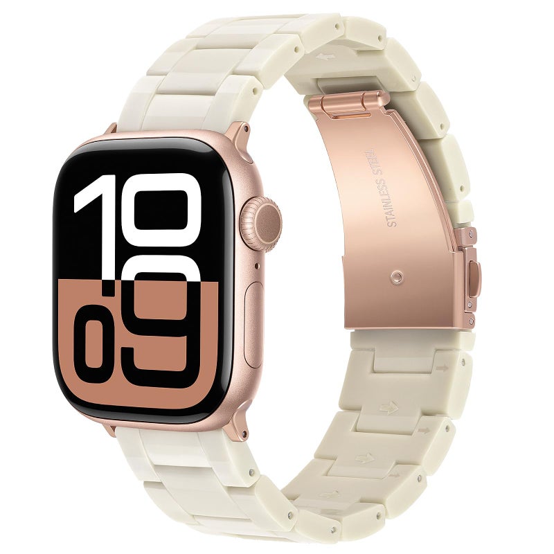 V-MORO Resin Bands Compatible with Apple Watch Series 11/10/9/8/7 Band 40/41mm Lightweight Fashion Cute Strap Bracelet with Rose Gold Buckle for iwatch Series SE/6/5/4/3/2/1(Buttercream,38/40/41/42mm) - Image 1