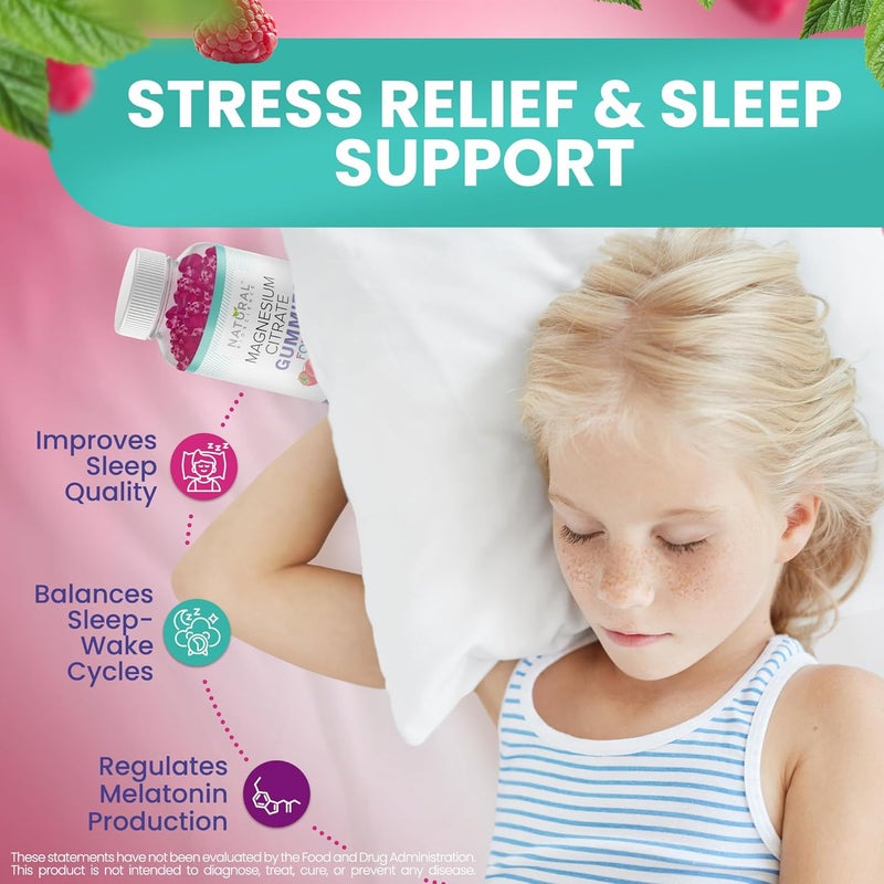 Natural BioScience Sugar Free Magnesium Gummies for Kids 100mg  Chewable Kids Magnesium Supplement Calm  Sleep Support AntiStress Bone Health Muscle Relaxation NonGMO GlutenFree All Natural 90 Vegan Gummies - Image 4