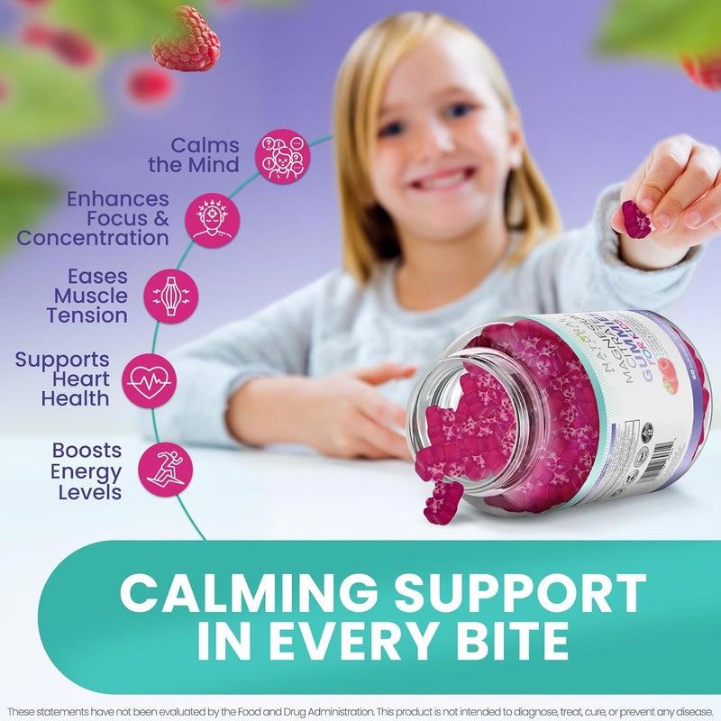 Natural BioScience Sugar Free Magnesium Gummies for Kids 100mg  Chewable Kids Magnesium Supplement Calm  Sleep Support AntiStress Bone Health Muscle Relaxation NonGMO GlutenFree All Natural 90 Vegan Gummies - Image 3