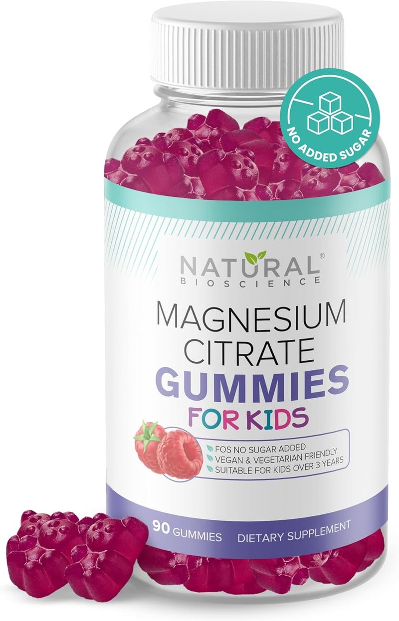 Natural BioScience Sugar Free Magnesium Gummies for Kids 100mg  Chewable Kids Magnesium Supplement Calm  Sleep Support AntiStress Bone Health Muscle Relaxation NonGMO GlutenFree All Natural 90 Vegan Gummies - Image 1