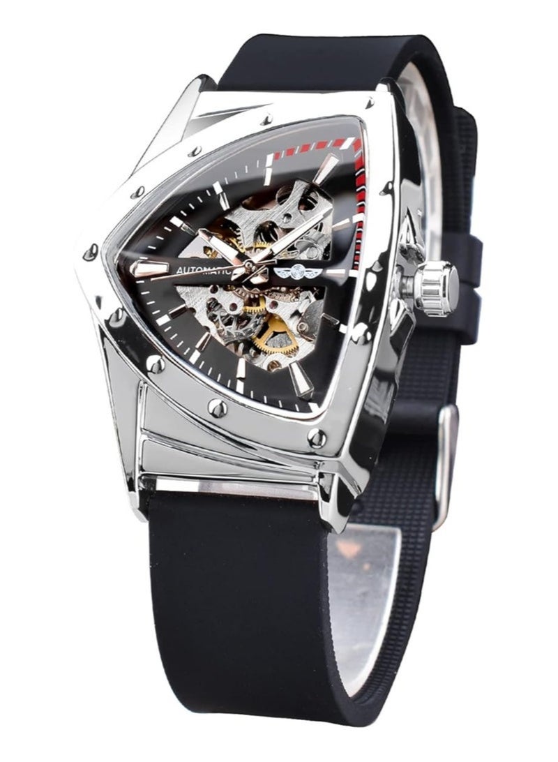 وينر ساعات للرجال ساعة مع سوار سيليكون ناعم فاخرة مضيئة مقاومة للماء ساعة يد ميكانيكية أوتوماتيكية 8243 - Image 1