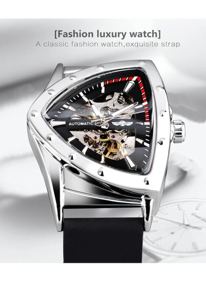 وينر ساعات للرجال ساعة مع سوار سيليكون ناعم فاخرة مضيئة مقاومة للماء ساعة يد ميكانيكية أوتوماتيكية 8243 - Image 2