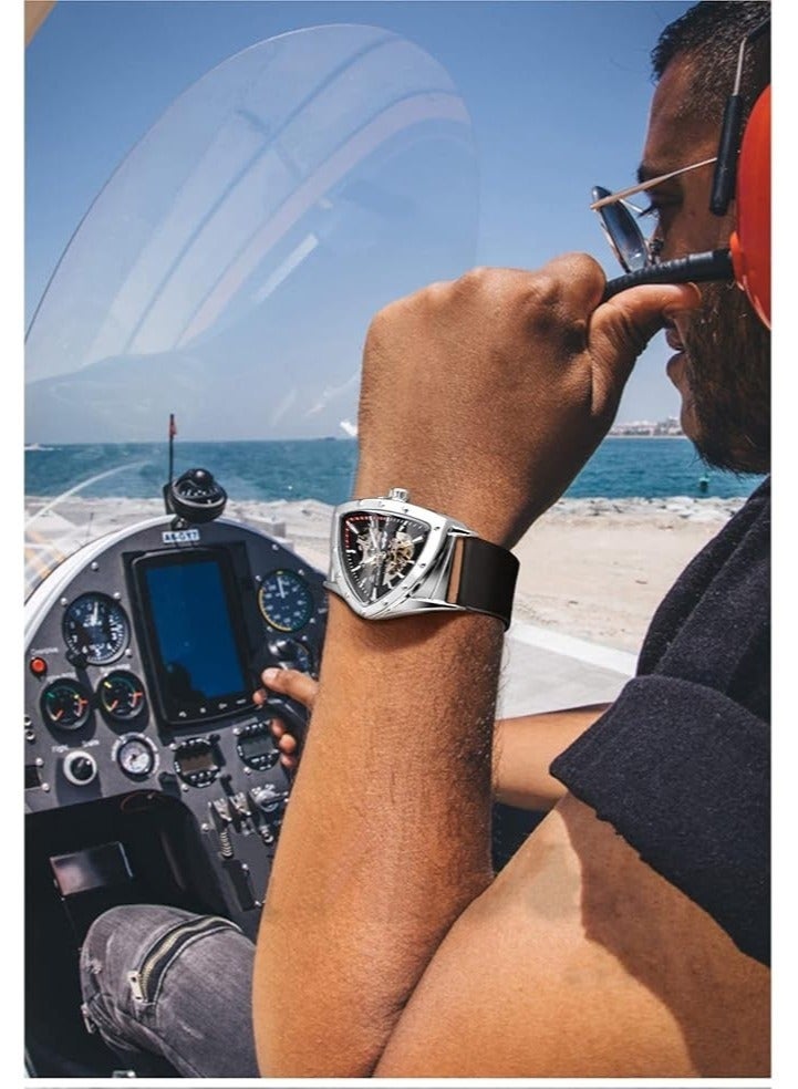 وينر ساعات للرجال ساعة مع سوار سيليكون ناعم فاخرة مضيئة مقاومة للماء ساعة يد ميكانيكية أوتوماتيكية 8243 - Image 3