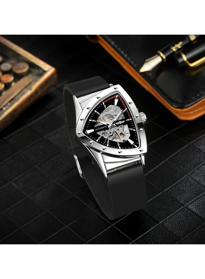 وينر ساعات للرجال ساعة مع سوار سيليكون ناعم فاخرة مضيئة مقاومة للماء ساعة يد ميكانيكية أوتوماتيكية 8243 - Image 4