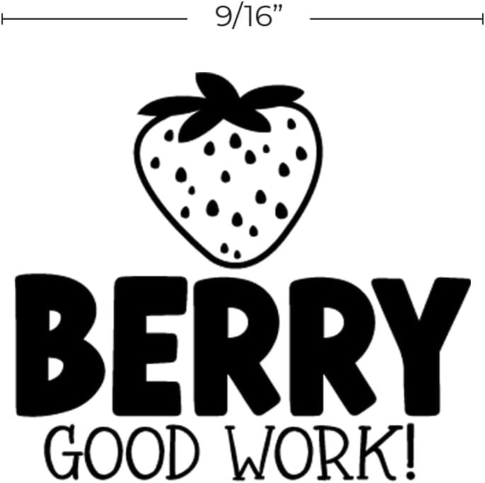 SBlabels Berry Good Work Stamp / 2000 Plus Self Inking Teacher Strawberry Fruit Food Themed Stamper / 9/16" Round Small Black Imprint Planner Worksheet School Homework Classroom Stamp - Image 4