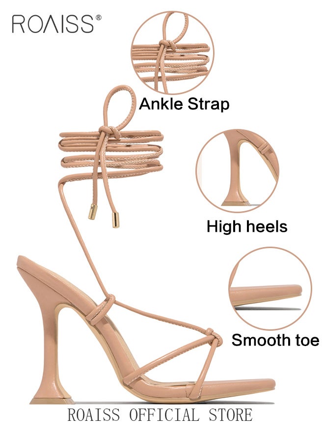 roaiss - Women Square Toe High Heels Strappy Design for an Elegant and Charming Look Ergonomic Footbed with Arch Support for Comfortable Wear Sleek and Stylish Stiletto Heels Perfect for Evening Events - Image 1