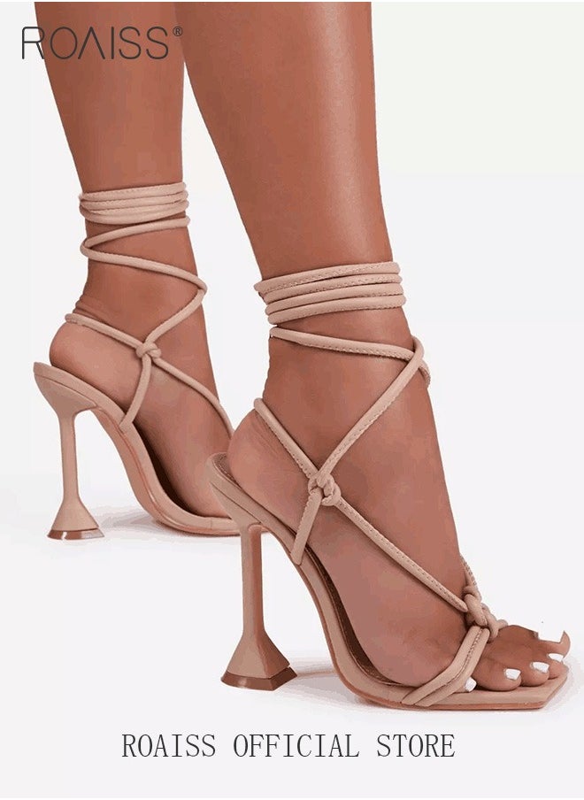 roaiss - Women Square Toe High Heels Strappy Design for an Elegant and Charming Look Ergonomic Footbed with Arch Support for Comfortable Wear Sleek and Stylish Stiletto Heels Perfect for Evening Events - Image 1