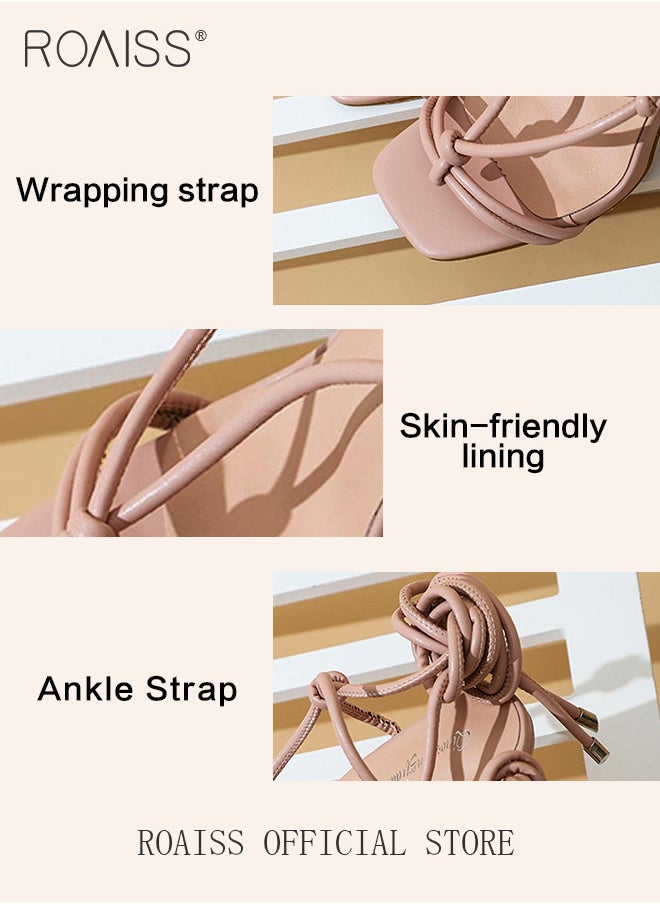 roaiss - Women Square Toe High Heels Strappy Design for an Elegant and Charming Look Ergonomic Footbed with Arch Support for Comfortable Wear Sleek and Stylish Stiletto Heels Perfect for Evening Events - Image 1