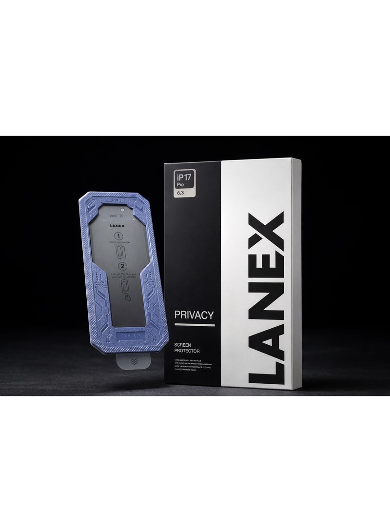LANEX Privacy Screen Protector for iPhone 17 Pro (6.3") with Auto-Alignment Kit - Premium Tempered Glass Anti-Spy - https://f.nooncdn.com/p/pzsku/Z38C1E4BDCE3E5C541FA0Z/45/_/1775452338/3fedc0a3-816f-4d56-820e-1681b3a959c6.jpg