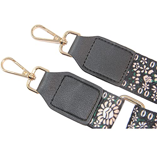 Duwi Wide Purse Strap Jacquard Guitar Style Strap Multicolor Canvas Adjustable Crossbody Bag Strap(black,blackpink,floret) - Image 3