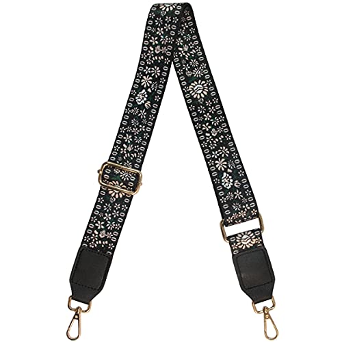 Duwi Wide Purse Strap Jacquard Guitar Style Strap Multicolor Canvas Adjustable Crossbody Bag Strap(black,blackpink,floret) - Image 2