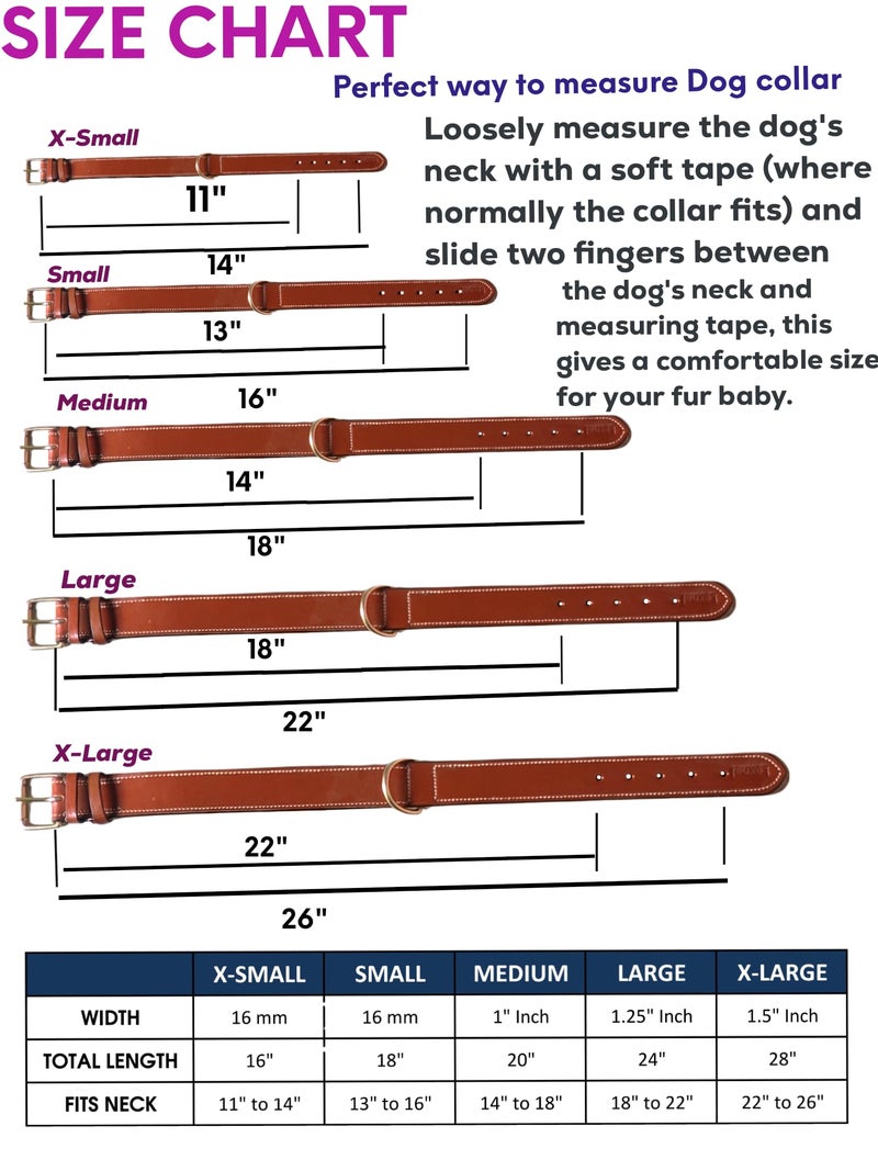LEXNEL Padded Leather Dog Collar, X-Large Dog Collar, Wide Heavy Duty Genuine Leather Dog Collars, 28" Long x 1.5" Wide, Fits Neck Size 22" to 26" Inches (Brown) - Image 3
