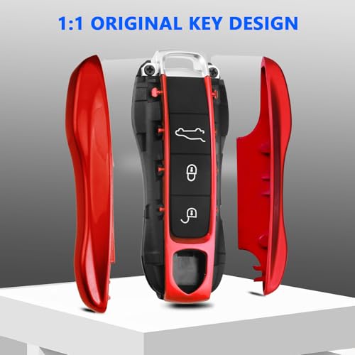 QBUC for Porsche Key Fob Cover, 3-Piece Painted Key Shell Compatible with Porsche Taycan Carrera Cayenne Panamera (Red) - Image 4