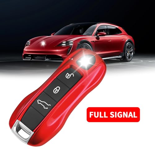 QBUC for Porsche Key Fob Cover, 3-Piece Painted Key Shell Compatible with Porsche Taycan Carrera Cayenne Panamera (Red) - Image 3