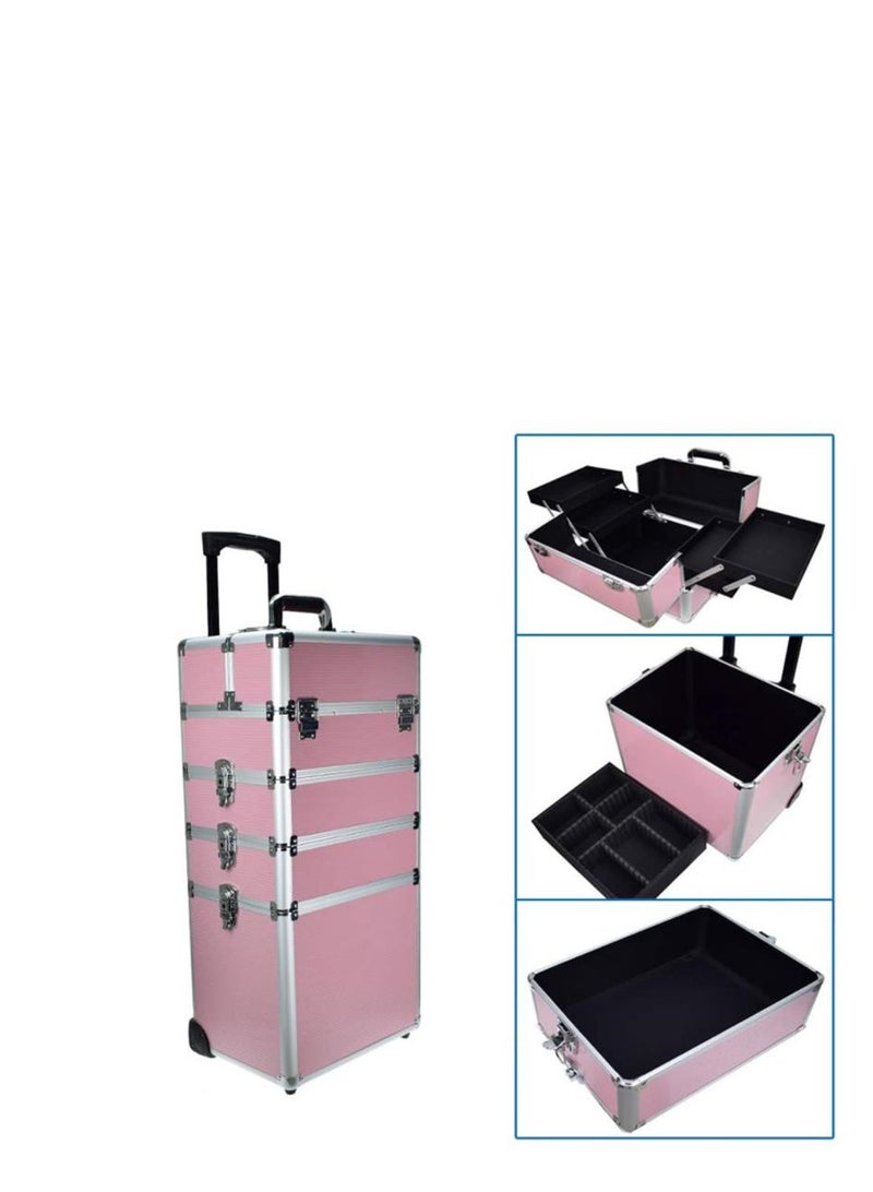 Four-layer Professional Trolley Makeup Box Large Capacity Multi-layer Vanity Case With 4 Wheels - Image 4