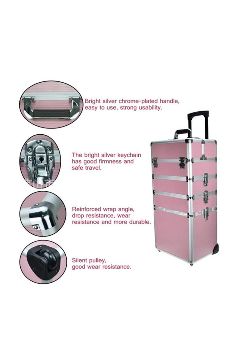 Four-layer Professional Trolley Makeup Box Large Capacity Multi-layer Vanity Case With 4 Wheels - Image 5