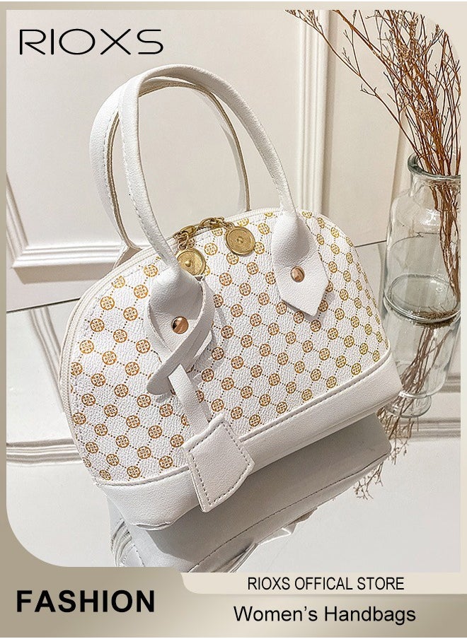 RIOXS Women's Handbag Set Classic Dome Satchel Handbag with Chain Strap Leisure and Fashionable Rhombus Crossbody Bag Commuting Trendy Shoulder Bag  - Image 1
