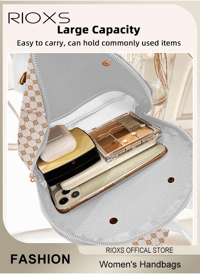 RIOXS Women's Handbag Set Classic Dome Satchel Handbag with Chain Strap Leisure and Fashionable Rhombus Crossbody Bag Commuting Trendy Shoulder Bag  - Image 3