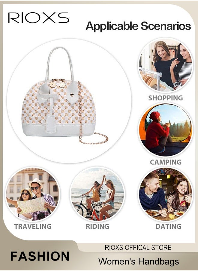 RIOXS Women's Handbag Set Classic Dome Satchel Handbag with Chain Strap Leisure and Fashionable Rhombus Crossbody Bag Commuting Trendy Shoulder Bag  - Image 4