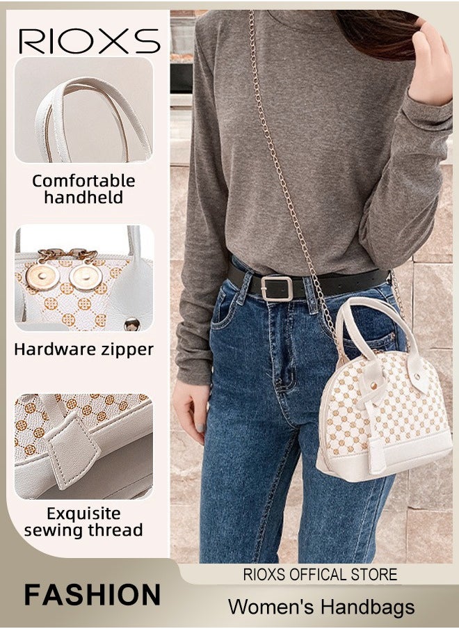 RIOXS Women's Handbag Set Classic Dome Satchel Handbag with Chain Strap Leisure and Fashionable Rhombus Crossbody Bag Commuting Trendy Shoulder Bag  - Image 5