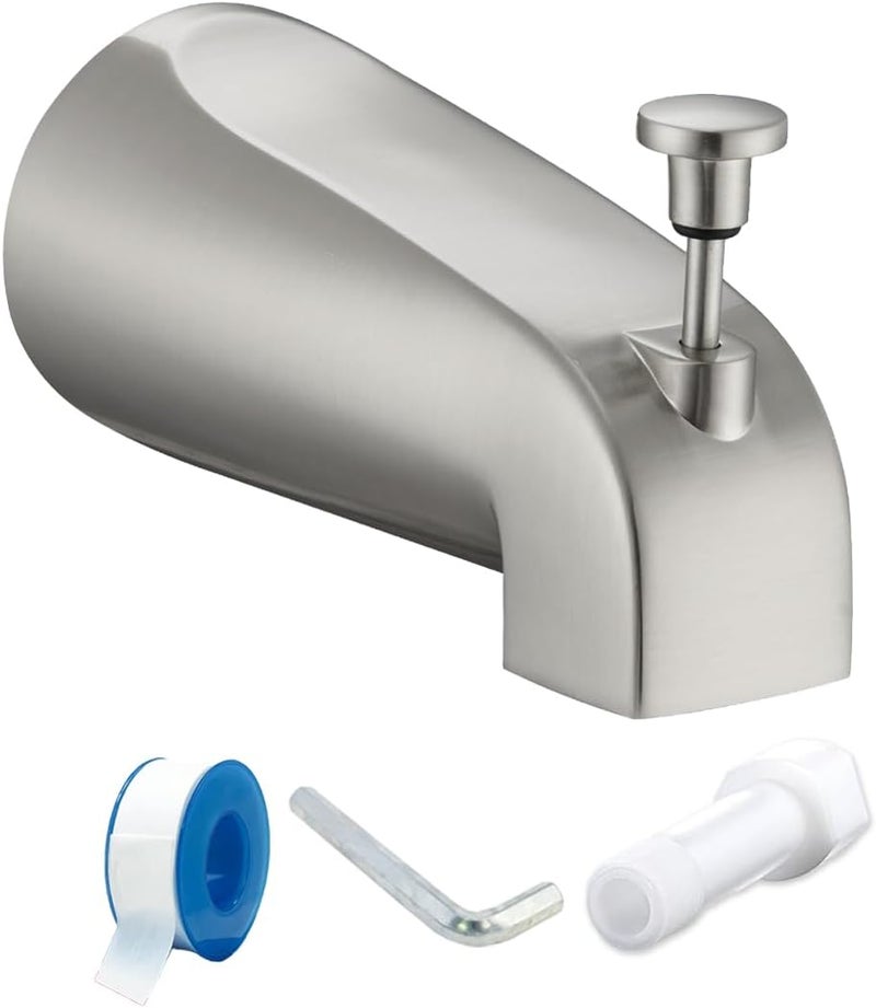 FROPO Tub Spout with Diverter, Slip On Bathtub Spout Fits 1/2'' Copper Tube(5/8'' Dia), Bathroom Tub Faucet with PTFE Tape & Hex Wrench, Brushed Nickel - Image 1