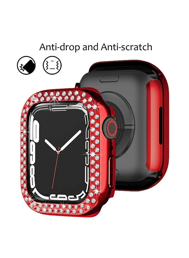 DEALELE Bands Compatible with iWatch 40mm 44mm, Bling Rhinestone Diamond Metal Strap with Protective Case Cover Replacement for Apple Watch Series 6/5 / 4 / SE Women Men (40mm, Red) - Image 2