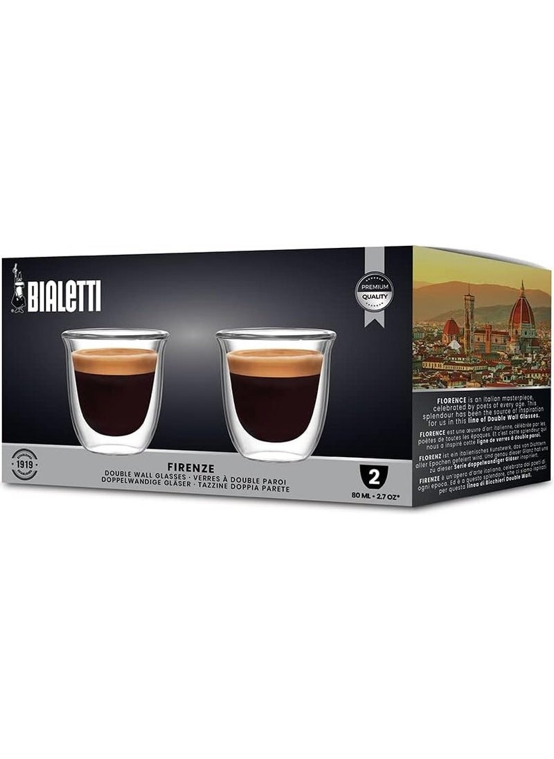 BIALeTTI - Set 2 Mug Double Wall Firenze, 2x 300 Ml, (Thermal Insulation, Borosilicate Glass) - Image 1