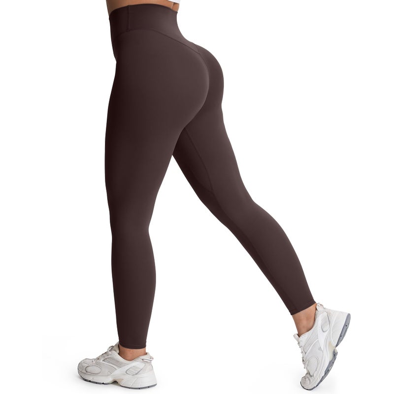 Aoxjox High Waisted Workout Leggings for Women Tummy Control Buttery Soft Yoga Metamorph Deep V Pants 26" (A Mulch, Medium) - Image 3