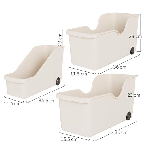 Soko Multipurpose Plastic Storage Basket with Wheels | Under Sink Organizer Rack for Kitchen, Bathroom, Countertops | Portable Rolling Organiser for Toiletries, Utensils | Set of 3 Sizes - Image 2