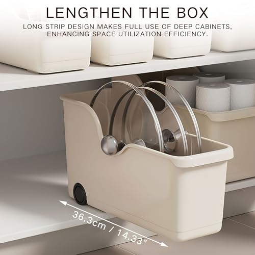 Soko Multipurpose Plastic Storage Basket with Wheels | Under Sink Organizer Rack for Kitchen, Bathroom, Countertops | Portable Rolling Organiser for Toiletries, Utensils | Set of 3 Sizes - Image 4